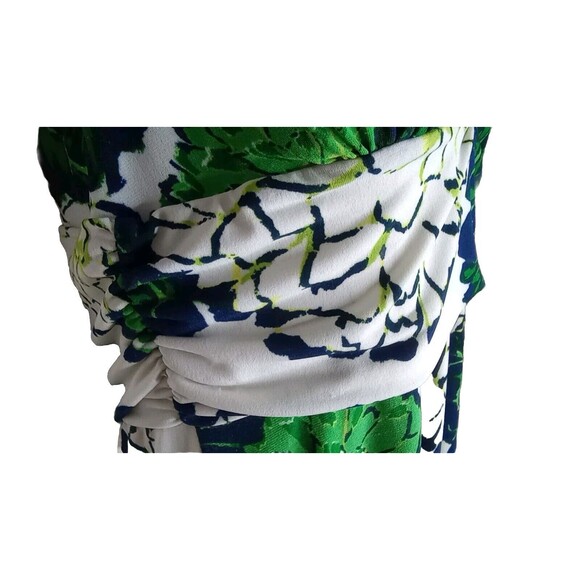 Green Blue White Floral Halter Maxi Dress Stretch Comfort Summer Spring Casual M - Picture 5 of 9